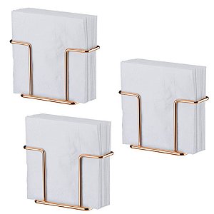 Kit 3 Porta Suporte Guardanapos Mesa Café Rosé Gold 1155rg - Future