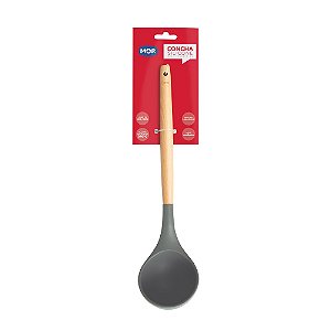 Concha Talher Culinário Silicone Espátula 32cm Utensílio Cabo Madeira Cozinha - 8663 Mor - Cinza