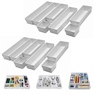 Kit 2 Separador De Talheres Utensílios Organizador Gaveta Modular - Purimax - Branco