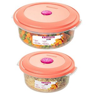 Conjunto 2 Potes Plástico Alimentos Mantimentos Geladeira Cozinha - 550/22 Sanremo - Rosa