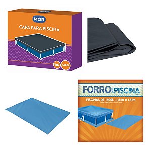 kit Capa + Forro Para Piscina Infantil 1500 Litros - Mor