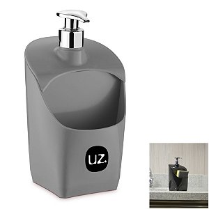 Dispenser Porta Detergente Liquido Esponja De Pia Cozinha - UZ367 Uz - Cinza