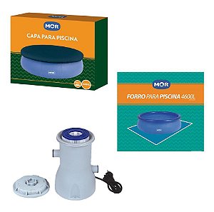 Kit Capa + Forro + Filtro Para Piscina Inflável Splash Fun 4600 L - Mor