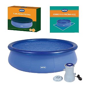 Kit Piscina Inflável Splash Fun 4600 Litros  + Capa + Forro + Filtro - Mor