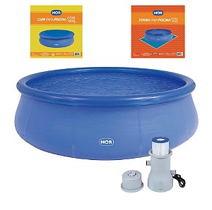 Kit Piscina Inflável 7800 Litros + Capa + Forro + Filtro - Mor