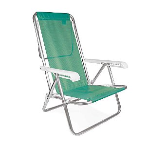 Cadeira De Praia Reclinável Sannet 8 Posições Alumínio - Mor - Verde