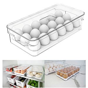 Organizador Porta Ovos Com Tampa Geladeira Clear Fresh - OF 100 Ou