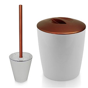 Kit Banheiro Cobre Lixeira 5 Litros + Suporte Escova Sanitária Vaso Vitra Vintage - Ou