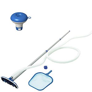 Kit Para Piscina Limpeza Manutenção Flutuador Químico Aspirador Peneira - Mor