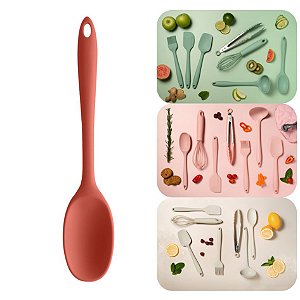 Colher Talher Culinário Silicone Espátula Utensílio Cozinha - CO 200 Ou - Terracota