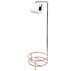 Porta Papel Higiênico E Suporte Aramado Para Lixeiras de Chão Banheiro Rose Gold - 3119RG AMZ