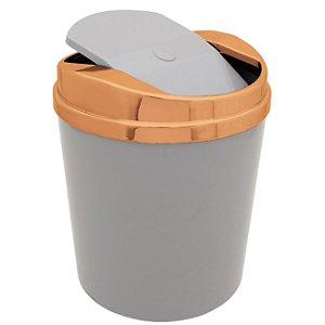 Lixeira 5 Litros Com Tampa Basculante Metalizada Rose Gold Plástica Para Cozinha Banheiro - AMZ - Cinza