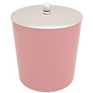 Lixeira 5 Litros Cromada Rosa Com Tampa Metalizada Plástica Para Cozinha Banheiro AMZ - Rosa
