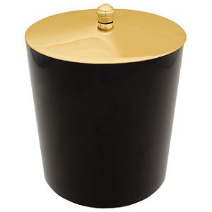 Lixeira 5 Litros Dourada Preta Com Tampa Metalizada Plástica Para Cozinha Banheiro - AMZ - Preto
