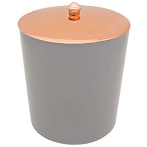 Lixeira 5 Litros Rose Gold Cinza Com Tampa Metalizada Plástica Para Cozinha Banheiro - AMZ - Cinza