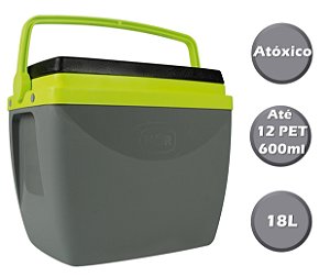 Caixa Térmica Cooler 18L Com Alça Porta Copos Bebidas Alimentos - Mor - Cinza