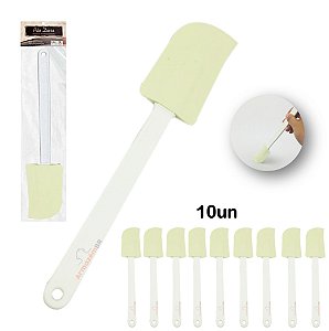 Kit 10 Espátula Pão Duro Culinária Silicone Confeitar Lambe Bolo Massas Salgados Cozinha - AMZ - Branco