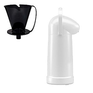 Kit Garrafa Térmica Nobile 1 Litro + Suporte Coador De Café 103 - Mor - Branco