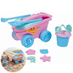 Cargo Brinquedo Praia Com 11 Peças Carrinho Balde Pá - Mor - Rosa