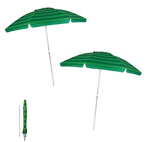 Kit 2 Guarda Sol Alumínio Articulado 2,4m Grande Piscina Praia Jardim - Mor - Verde