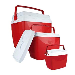 Kit 3 Caixa Térmica Cooler Combo 34 + 18 + 6 Litros - Mor - Vermelho