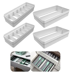 Kit 4 Organizador Gavetas Colmeia Divisória Porta Utensílios Roupas Íntimas Meias - Ou - Branco