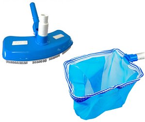 Kit Aspirador Asa Delta Escova Peneira Pelicano Cata Folhas Metálica Acessório Limpeza Piscina - Netuno