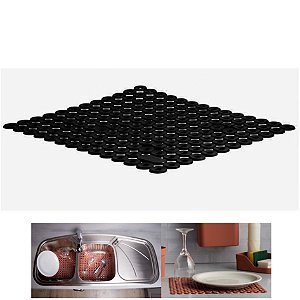 Tapete Pia Escorredor Louças Copos Pratos Talheres Cozinha Trium - PP 500 Ou - Preto