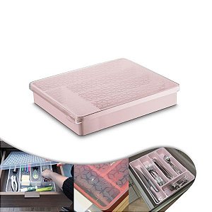 Organizador De Gaveta Divisor Porta Talheres Cozinha Utensílios - 662 Uz - Rosa