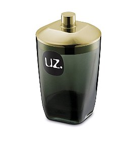 Suporte Porta Algodão Cotonete Acessório De Pia Banheiro Premium - UZ529 Uz - Preto/Dourado