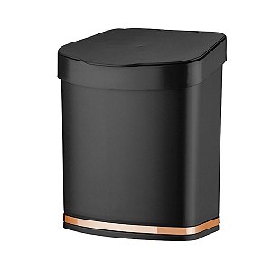 Lixeira 2,5 Litros Com tampa Plástica cesto Lixo Para Bancada Cozinha Banheiro Rose - 1258PTR Future - Preto