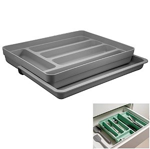 Organizador De Gaveta Divisor Porta Talheres Extensível Cozinha Logic - OL 650 Ou - Chumbo