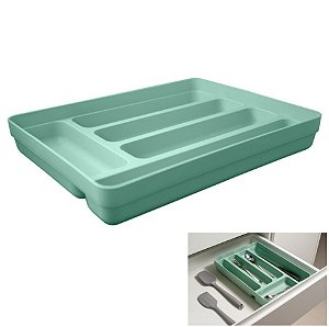 Organizador De Gavetas Divisor Porta Talheres Multiuso Cozinha Logic - OL 600 Ou - Verde Menta