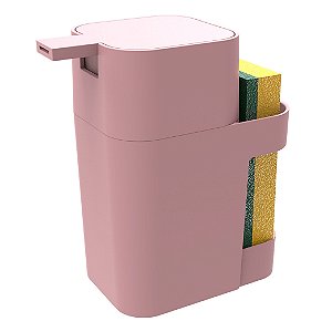 Dispenser Porta Detergente Esponja Sabão Liquido 600ml De Pia Cozinha - Soprano - Rosa
