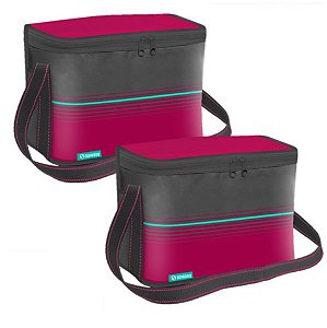 Kit 2 Bolsa Térmica Cooler 18 Litros  Alimentos Bebidas - Soprano - Rosa