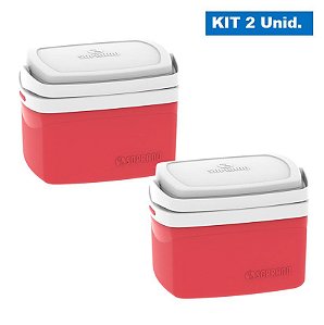 Kit 2 Caixa Térmica 5 Litros Cooler Bebidas Alimentos Praia Camping Piscina - Soprano - Vermelho