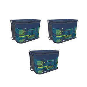 Kit 3 Bolsa Térmica Cooler 6 Litros Com Alça Alimentos e Bebidas Academia - Soprano - Azul