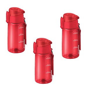 Kit 3 Garrafa Squeeze 550 Ml Com Infusor Chá Academia  - Soprano - Vermelho