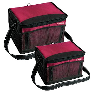 Kit Bolsa Térmica Cooler 20 + 12 Litros Alimentos Bebidas Praia- Soprano - Vermelho