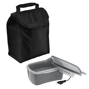 Kit Bolsa Térmica Lunch 4,2 L + Marmita Elétrica Bivolt Cinza Refeição - Soprano - Preto