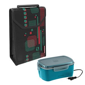 Kit Bolsa Térmica Lunch 4,2 L  + Marmita Elétrica Bivolt Azul Refeição - Soprano - Vermelho