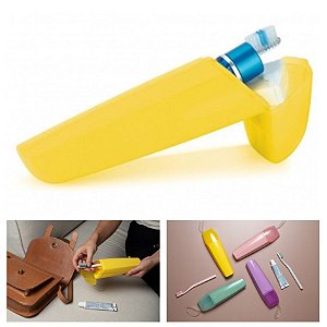 Porta Escovas Creme Dental Portátil Bolsa Mala Viagem Estojo - UP 2000 Ou - Amarelo