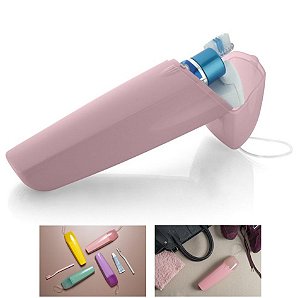 Porta Escovas Creme Dental Portátil Bolsa Mala Viagem Estojo - UP 2000 Ou - Rosa Quartz