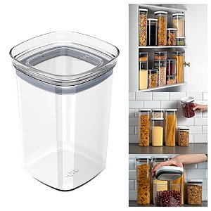 Pote Tampa Hermético 1l Organizador Alimento Armário Cozinha Block - OB 200 Ou - Natural