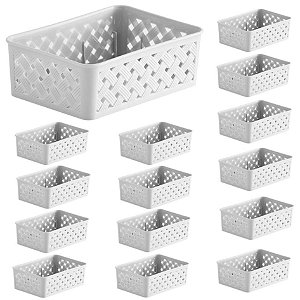 Kit 15 Cesto Organizador Gaveta Plástico Multiuso 19x13x6,5cm - 822 Paramount - Branco