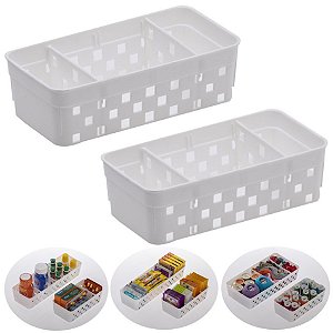 Kit 2 Organizador Mesa Gaveta Porta Sachê Açúcar Chá Ketchup - 1064 Paramount - Branco