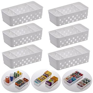 Kit 6 Organizador Mesa Gaveta Porta Sachê Açúcar Chá Ketchup - 1064 Paramount - Branco