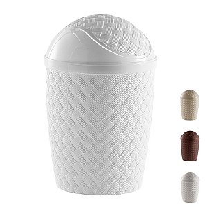 Lixeira Basculante Rattan 4,2 L Cesto Lixo Banheiro Cozinha - 829 Paramount - Branco