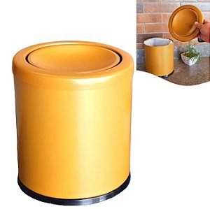 Lixeira 6,3 Litros Cesto De Lixo Tampa Basculante Banheiro Pia Cozinha Dourado Fosco - 30063/B CP