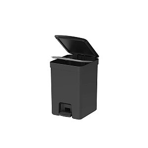 Lixeira Com Pedal 12 Litros Porta Cesto De Lixo Plástica Banheiro Cozinha Trium - LX 4100 Ou - Preto